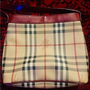 Burberry Beige and Red Checkered Women's Bag